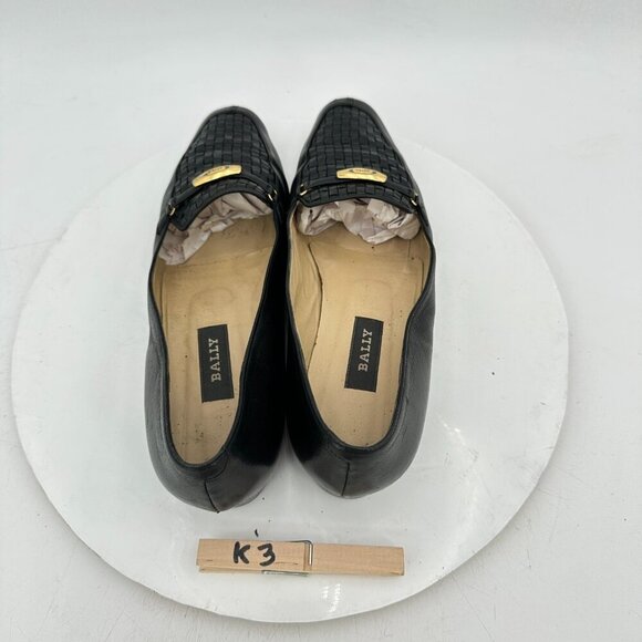 Bally Vanessa Women Size 9.5M Black Leather Slip On Woven Loafers Low Heel Shoes - Picture 9 of 11